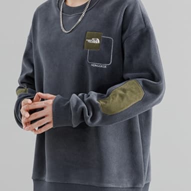 ロンT 肘当て付き カジュアル スウェット