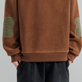 ロンT 肘当て付き カジュアル スウェット