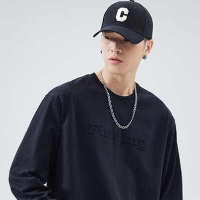 ロンT 立体エンボス加工 ロングスリーブ カットソー