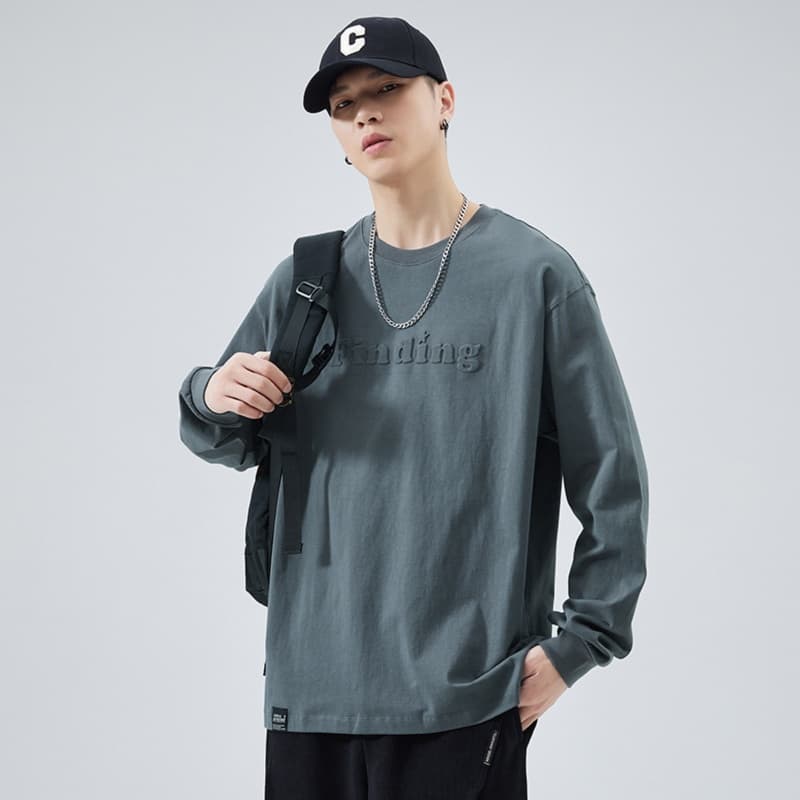 ロンT 立体エンボス加工 ロングスリーブ カットソー