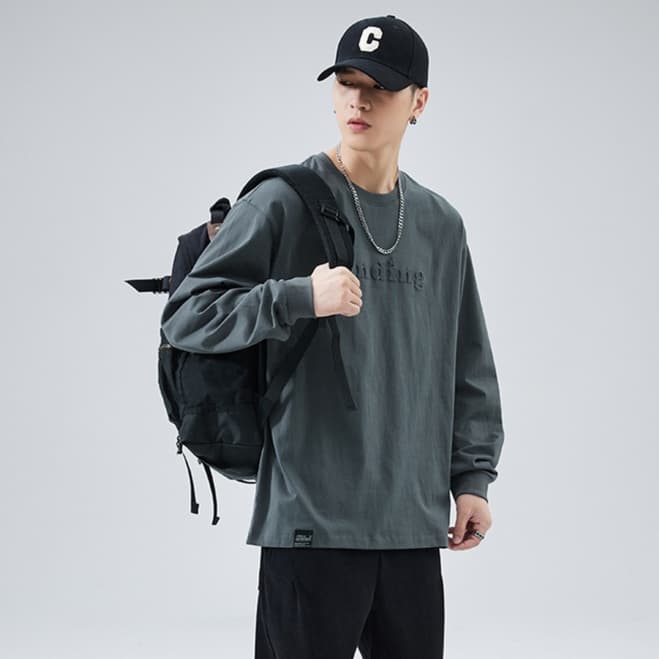 ロンT 立体エンボス加工 ロングスリーブ カットソー