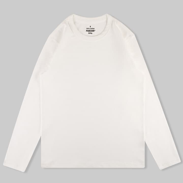 ロンT 重厚感溢れる純綿長袖シャツ