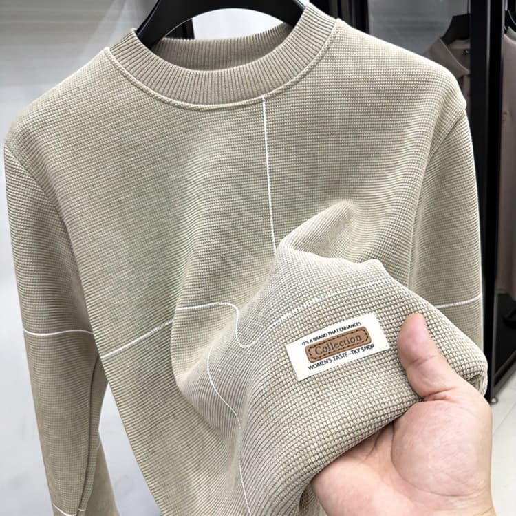 ロンT 上質な畦編みインナーステッチロングTシャツ