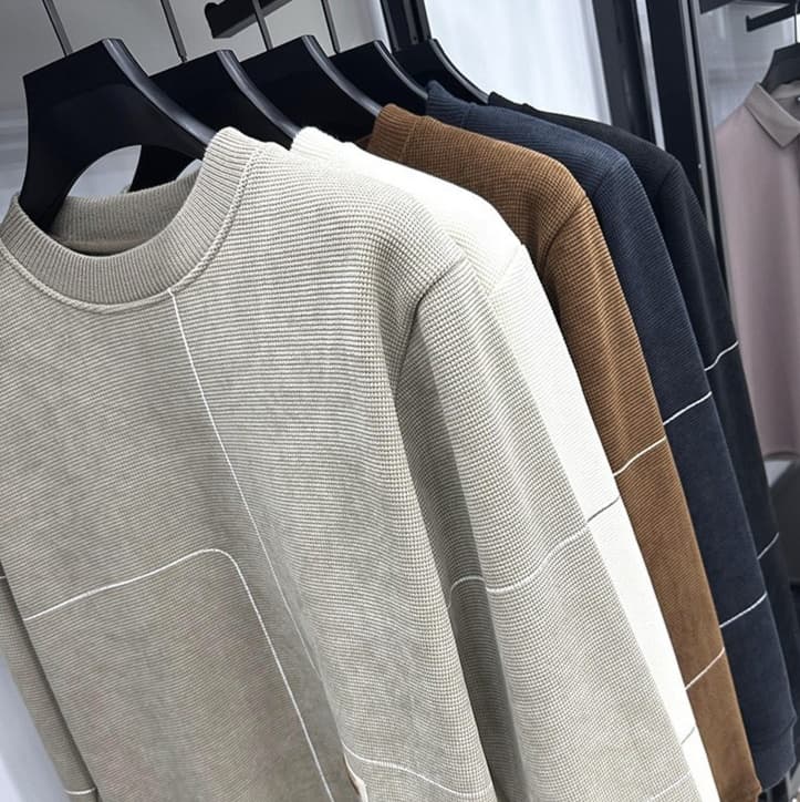 ロンT 上質な畦編みインナーステッチロングTシャツ