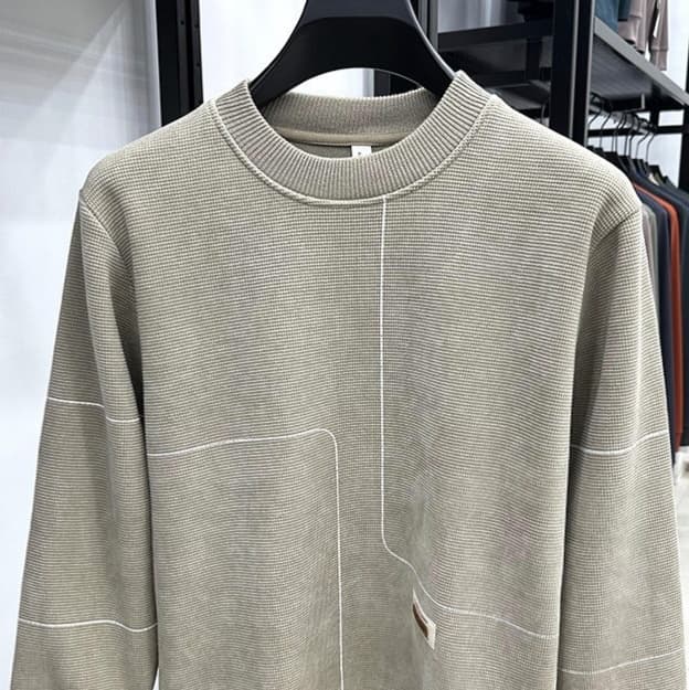 ロンT 上質な畦編みインナーステッチロングTシャツ