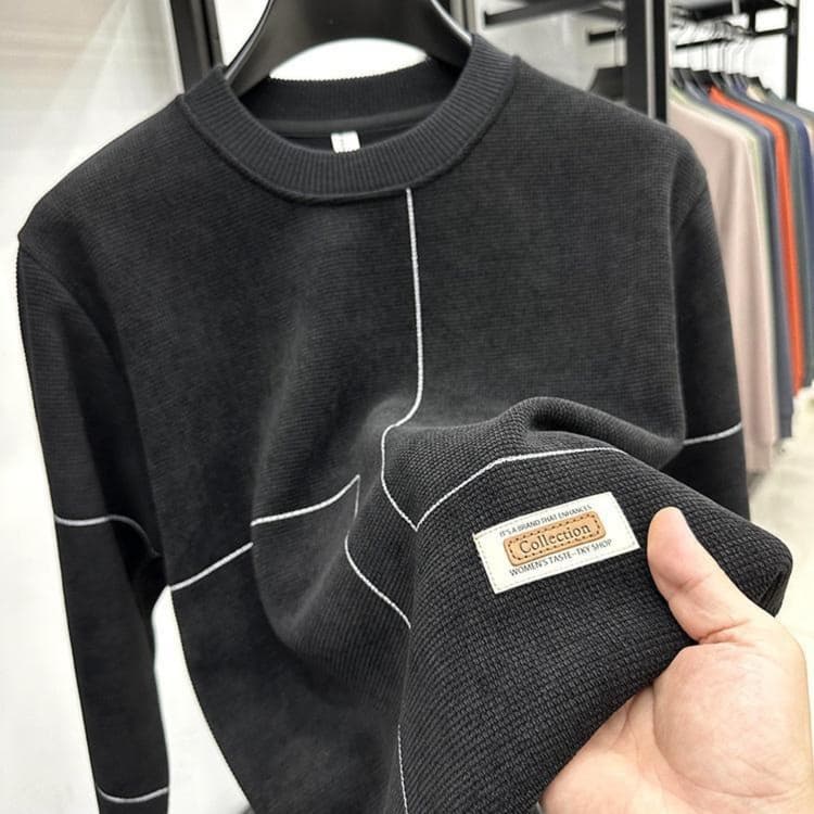 ロンT 上質な畦編みインナーステッチロングTシャツ
