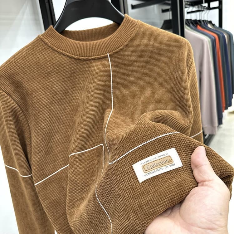 ロンT 上質な畦編みインナーステッチロングTシャツ