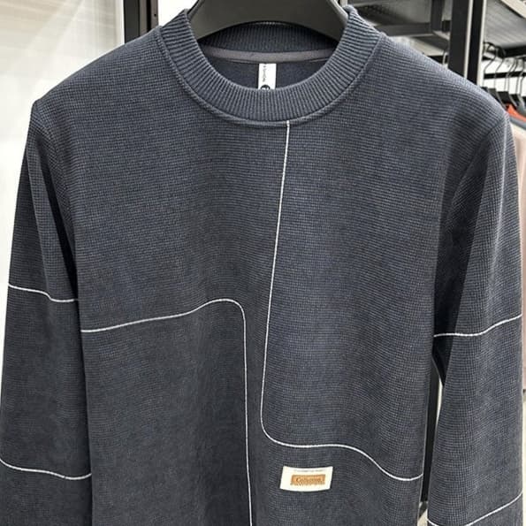 ロンT 上質な畦編みインナーステッチロングTシャツ