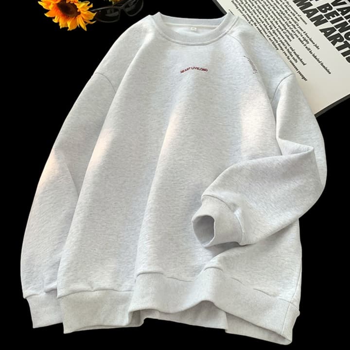 ロンT シンプル刺繍入り重ね着風長袖シャツ