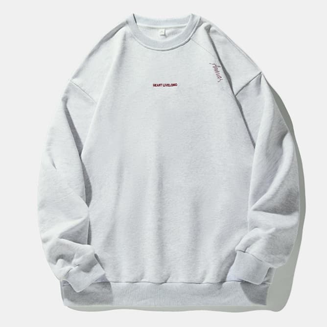 ロンT シンプル刺繍入り重ね着風長袖シャツ