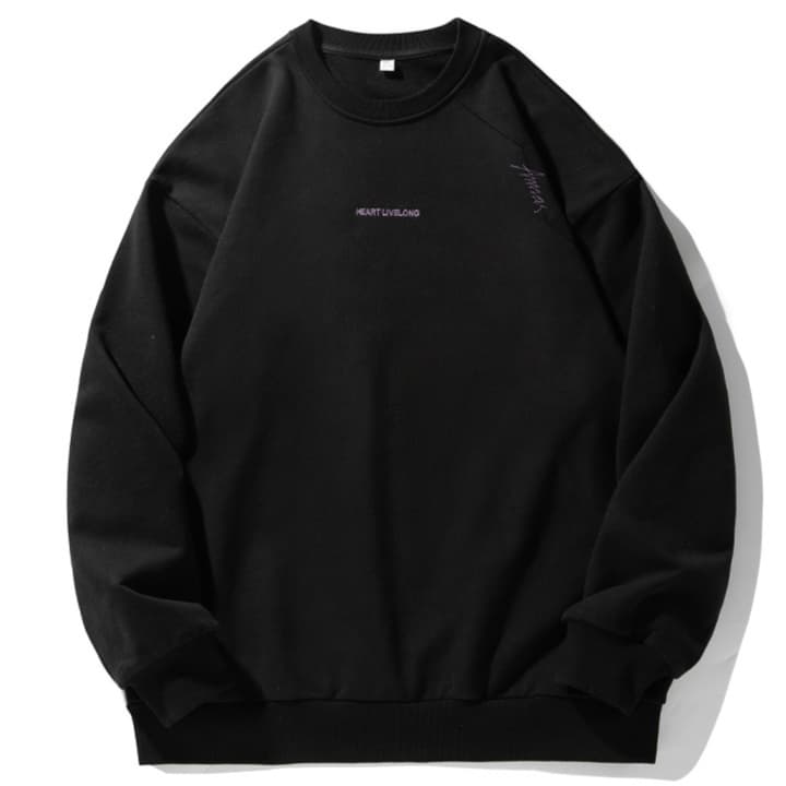 ロンT シンプル刺繍入り重ね着風長袖シャツ