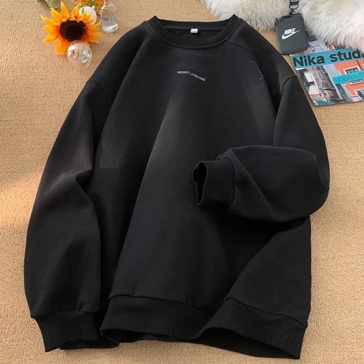 ロンT シンプル刺繍入り重ね着風長袖シャツ