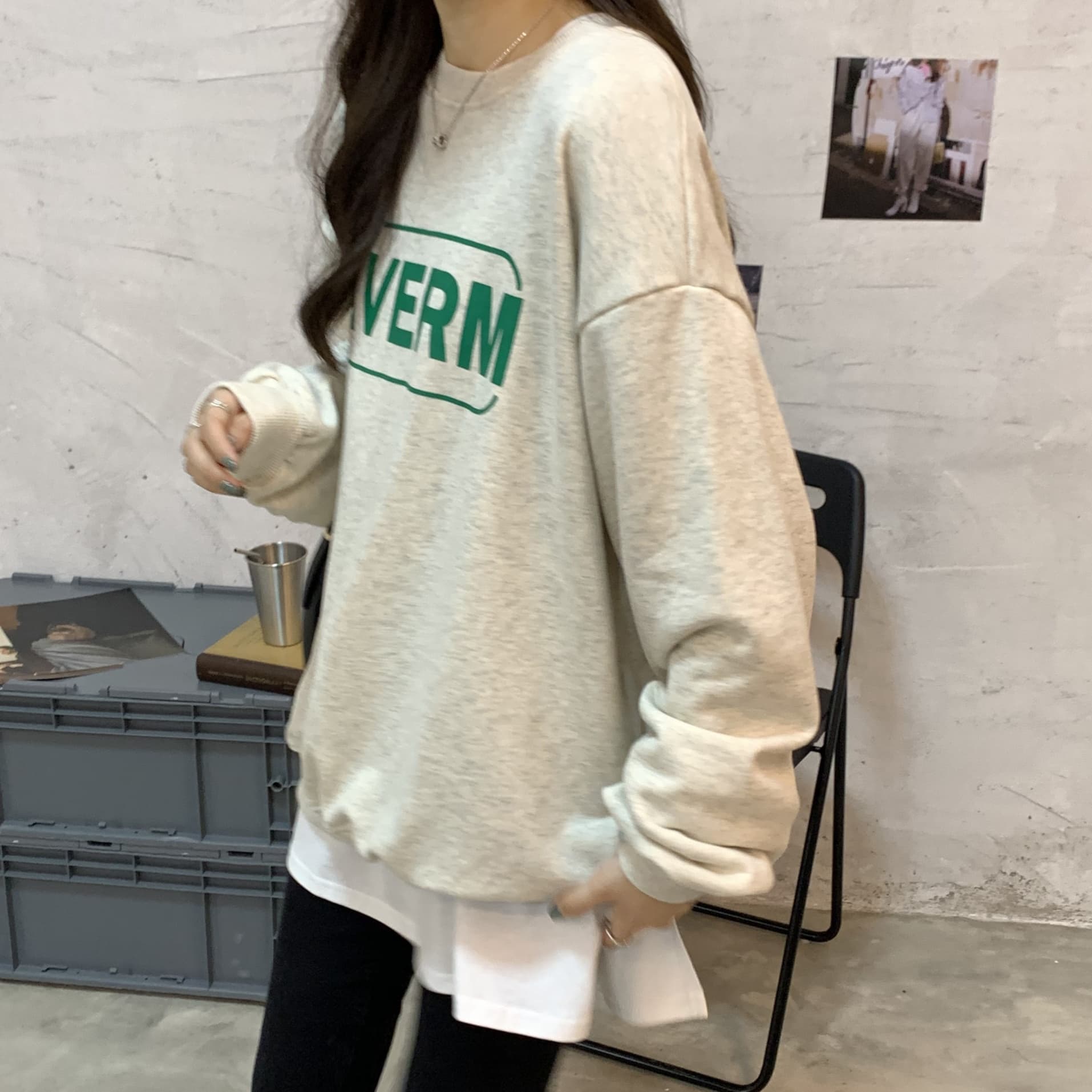 ロンT ゆったりスリット入り長袖カットソー