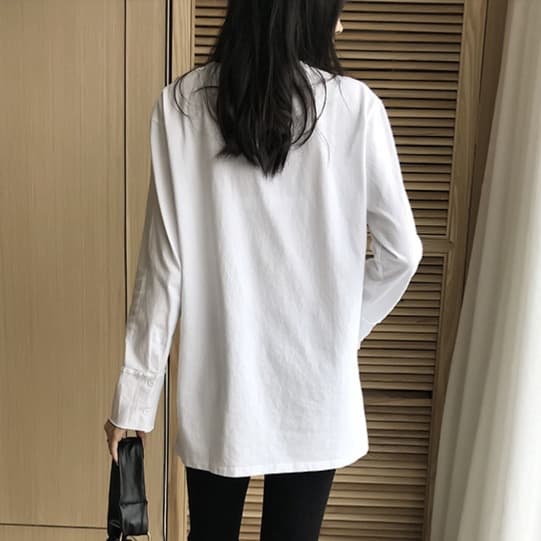 ロンT ゆったりシルエット コットン長袖 薄手カットソー