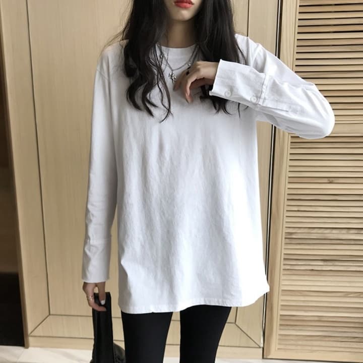 ロンT ゆったりシルエット コットン長袖 薄手カットソー