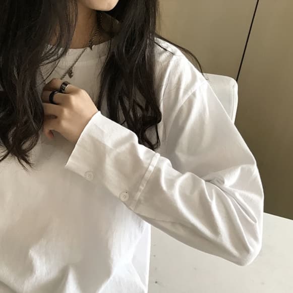 ロンT ゆったりシルエット コットン長袖 薄手カットソー