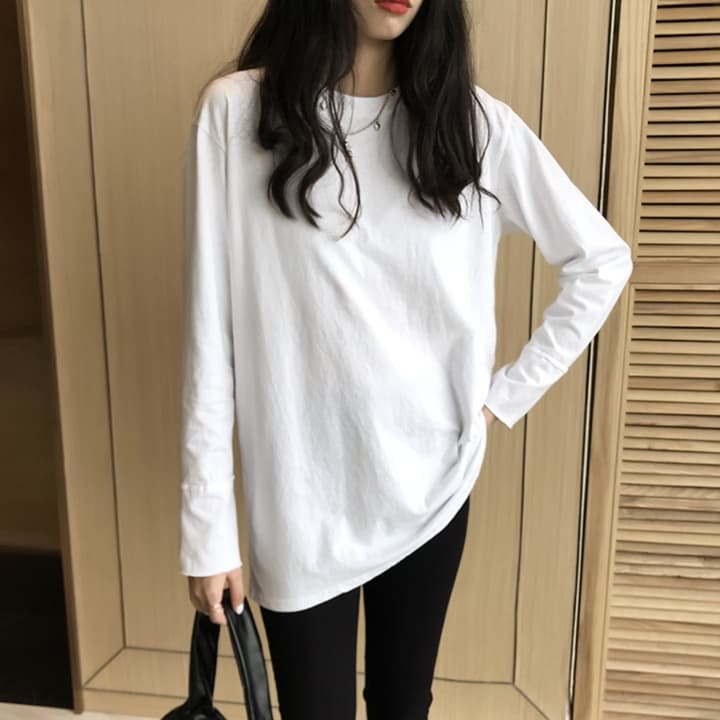 ロンT ゆったりシルエット コットン長袖 薄手カットソー