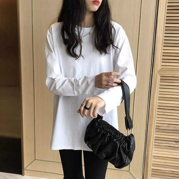 ロンT ゆったりシルエット コットン長袖 薄手カットソー