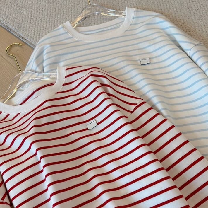 ロンT ゆったりボーダー柄カットソー