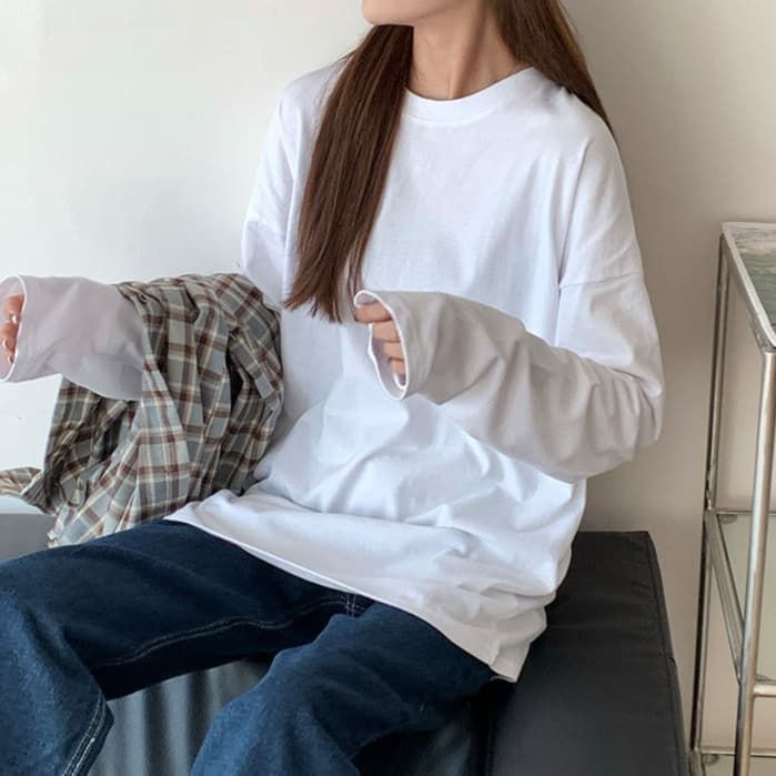 ロンT ゆったりシルエット コットンロンＴ