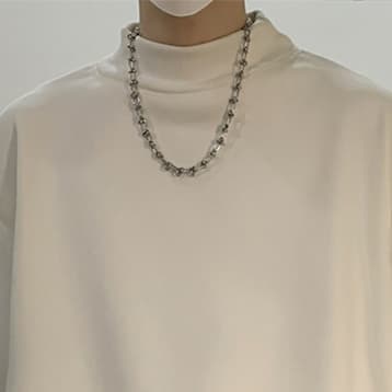 ロンT ゆったりモックネック無地長袖シャツ