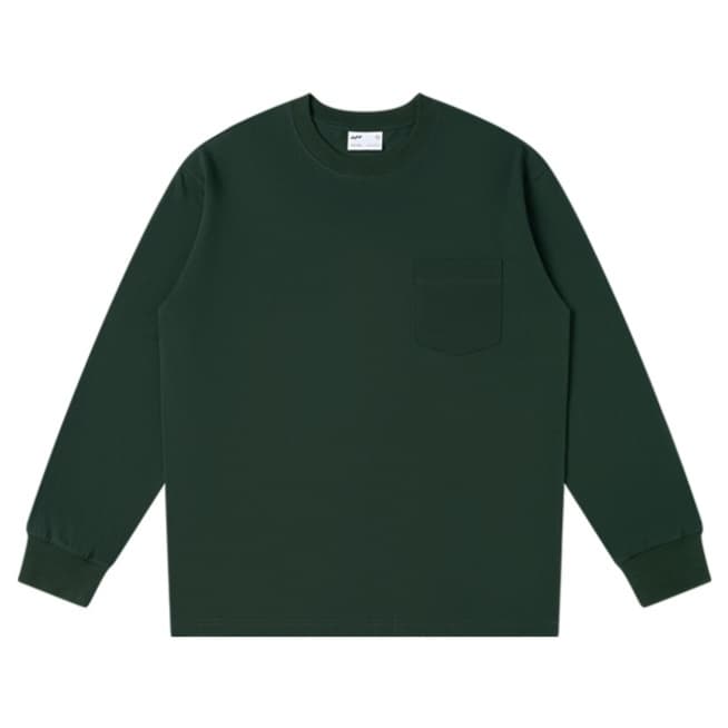 ロンT シンプル胸ポケット長袖シャツ