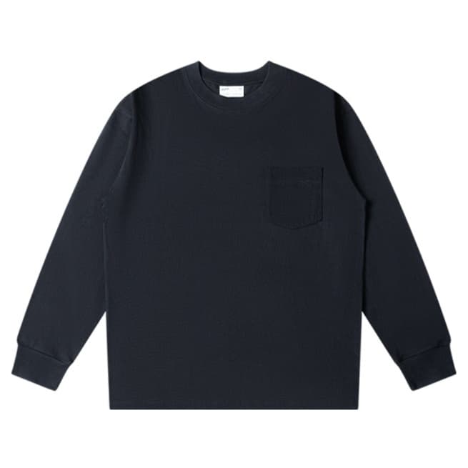 ロンT シンプル胸ポケット長袖シャツ