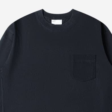 ロンT シンプル胸ポケット長袖シャツ