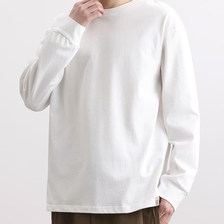 ロンT シンプル無地カジュアルロングTシャツ