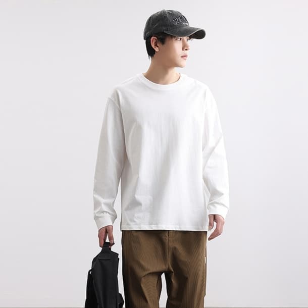 ロンT シンプル無地カジュアルロングTシャツ