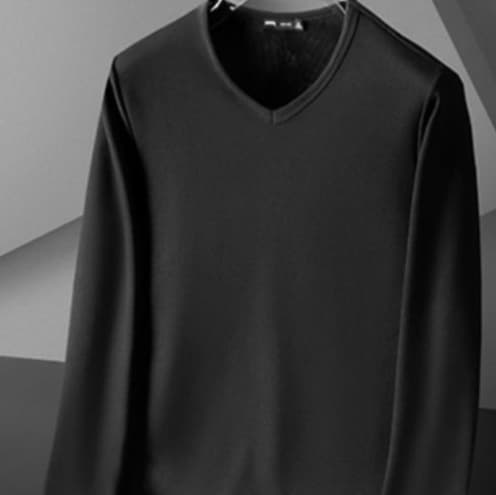 ロンT なめらか保温深Vネックロングカットソー