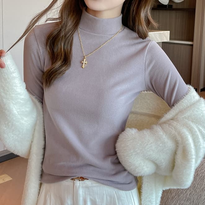 シンプル美シルエット ハイネック ロンT