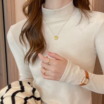 シンプル美シルエット ハイネック ロンT