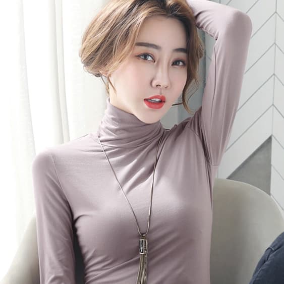 ロンT 贅沢シルエット タートルネック 長袖シャツ