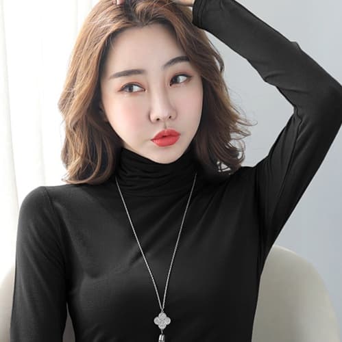 ロンT 贅沢シルエット タートルネック 長袖シャツ