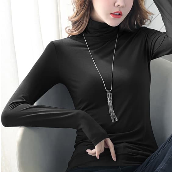 ロンT 贅沢シルエット タートルネック 長袖シャツ