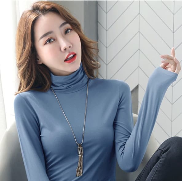 ロンT 贅沢シルエット タートルネック 長袖シャツ