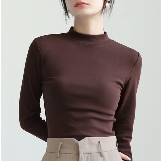 ロンT しなやか美シルエットハイネックロング丈