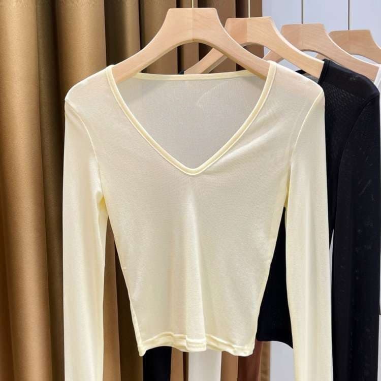 ロンT シンプル美シルエット長袖カットソー