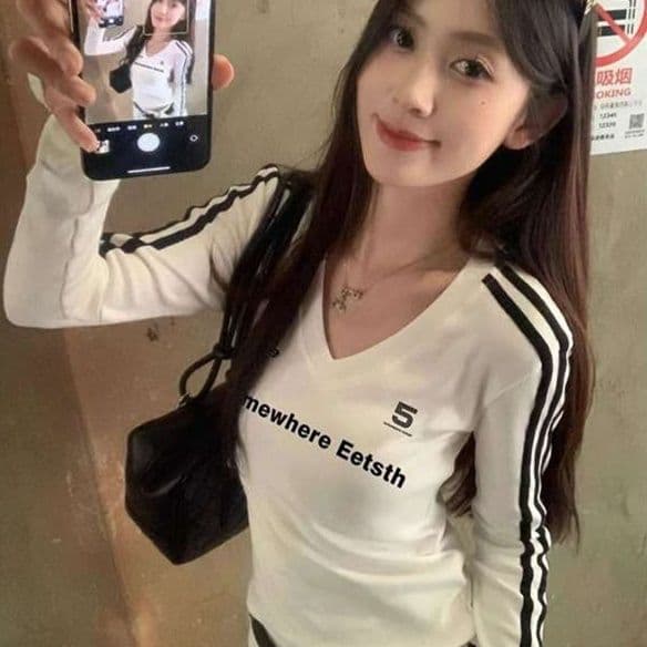 ロンT スポーティーVネックロングTシャツ
