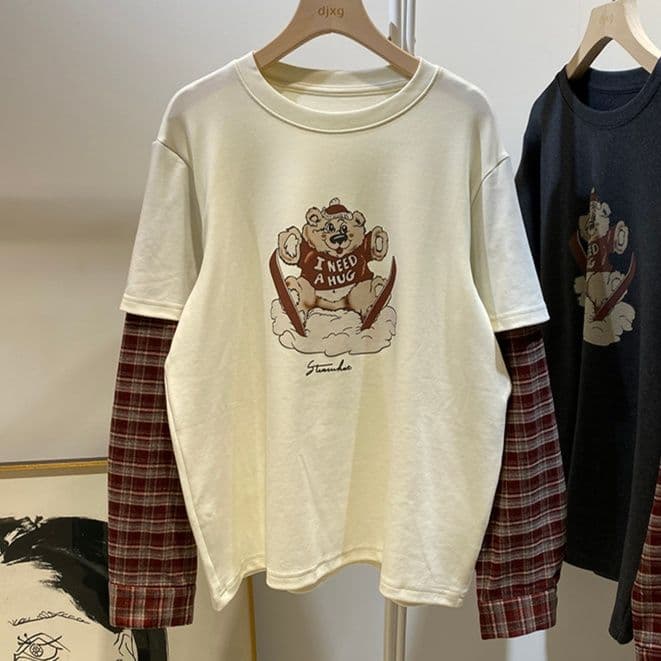 ロンT くまさん抱きしめてロングスリーブ