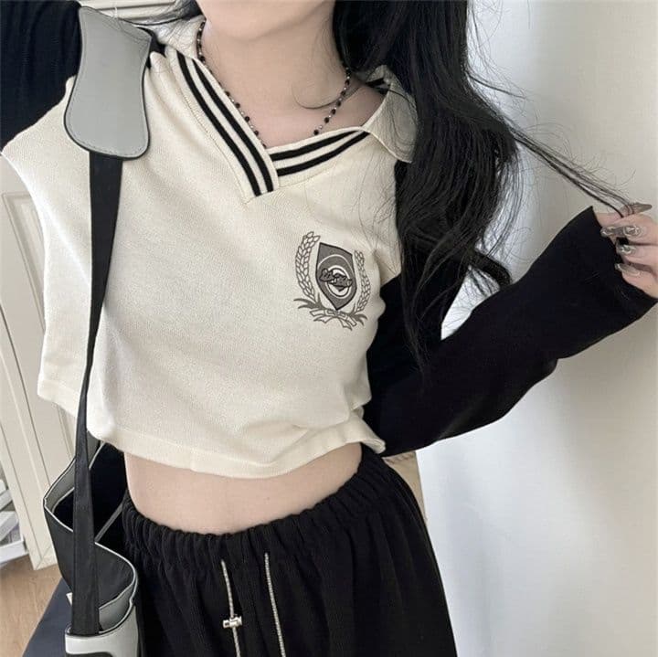ロンT 学院風セーラーショートロンT