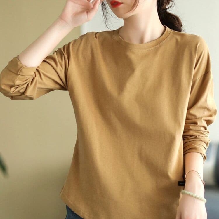 ロンT シンプル丸首ゆったりロンT