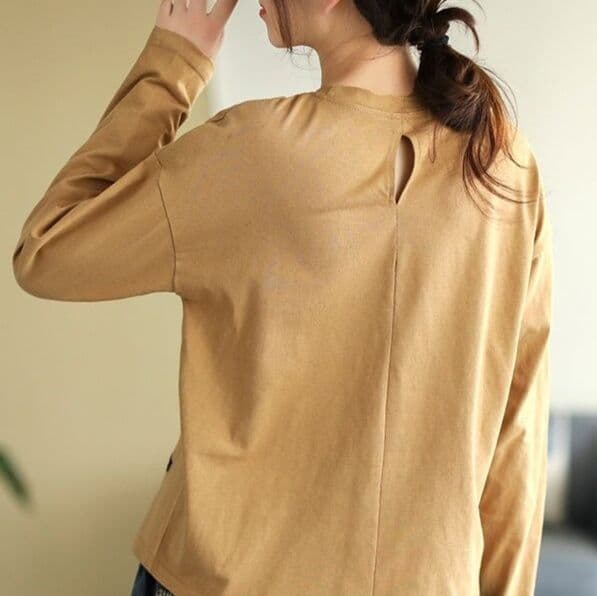 ロンT シンプル丸首ゆったりロンT