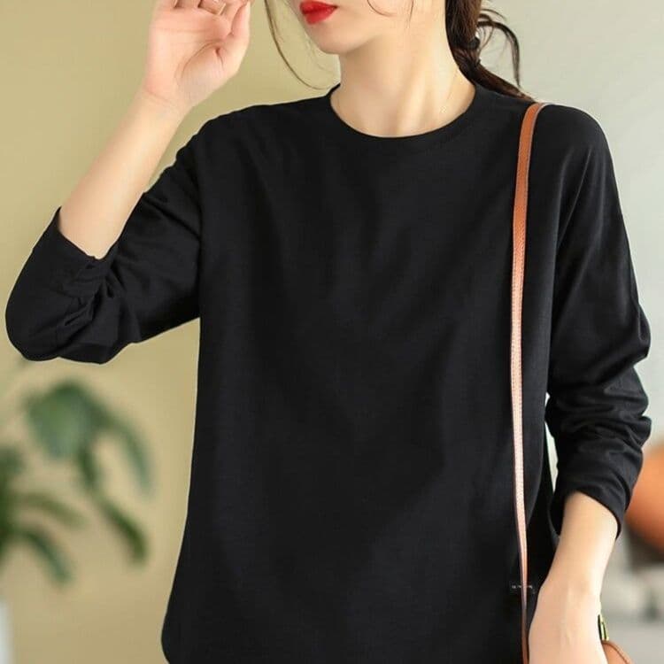 ロンT シンプル丸首ゆったりロンT