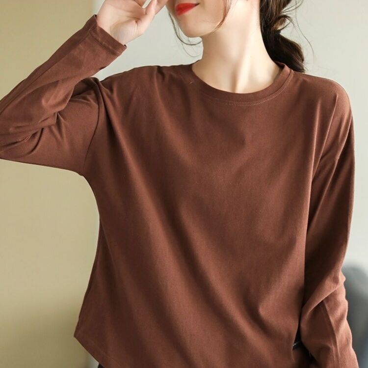ロンT シンプル丸首ゆったりロンT