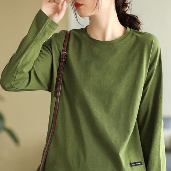 ロンT シンプル丸首ゆったりロンT