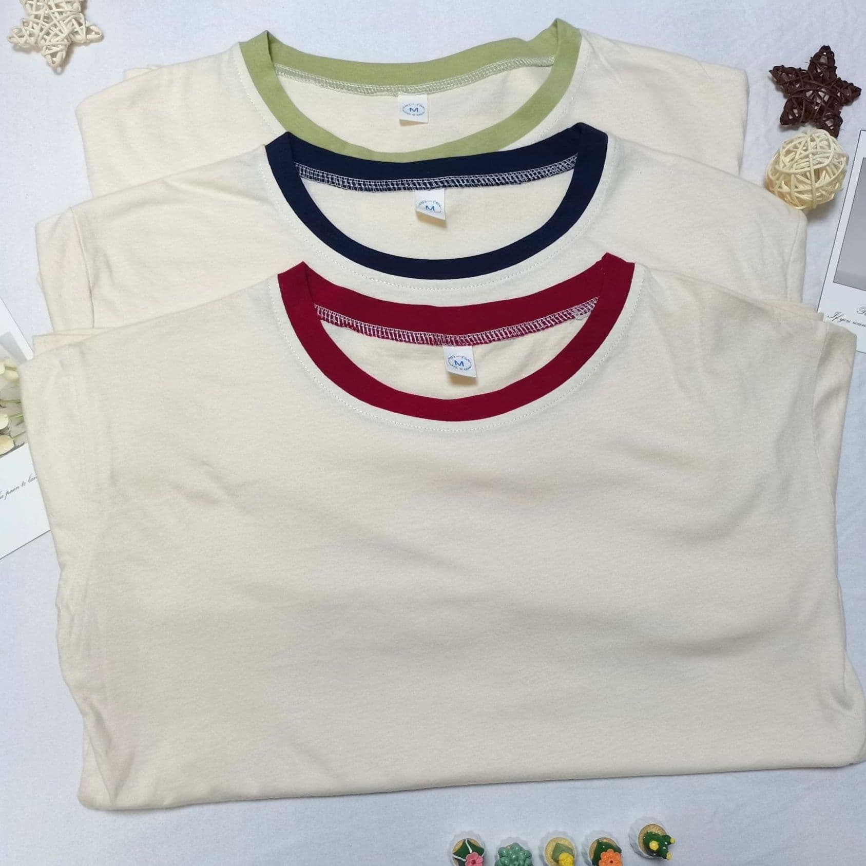 ロンT 配色切替クルーネックロングカットソー