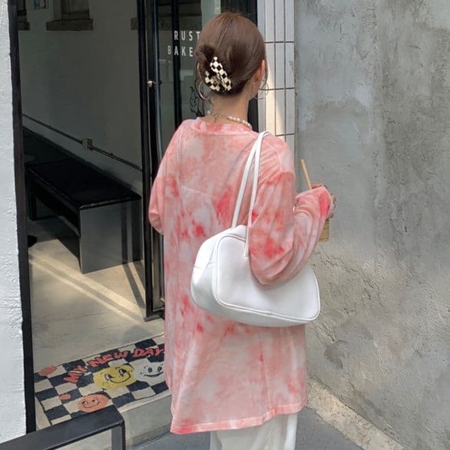 ロンT 水彩模様ゆったり長袖カットソー