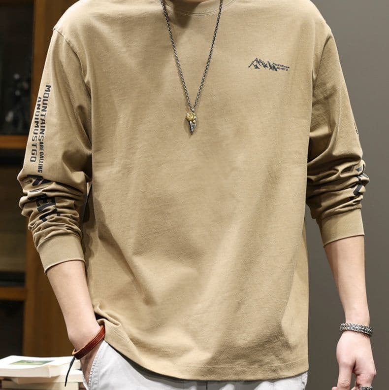 ロンT 山岳モチーフ 快適長袖カットソー